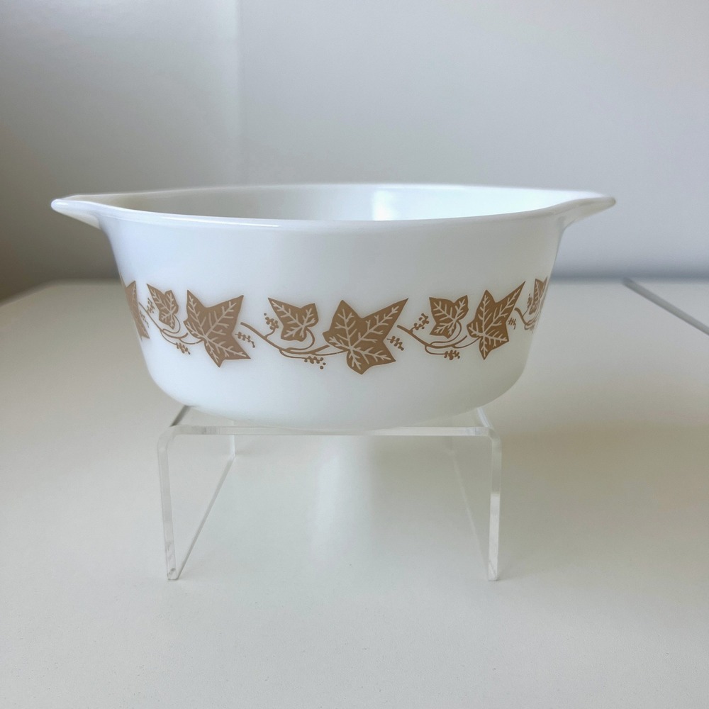 Vintage Pyrex Sandalwood 472-B Brown Ivy 1.5 Pt Casserole Dish No Lid - Picture 2 of 12